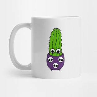 Cute Cactus Design #249: Tall Cactus In Halloween Skull Pot Mug